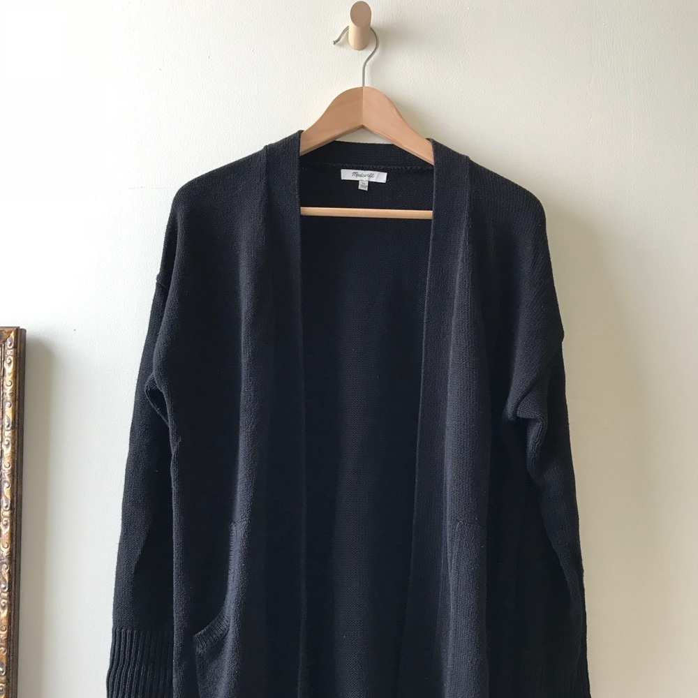 Madewell long black knit cardigan